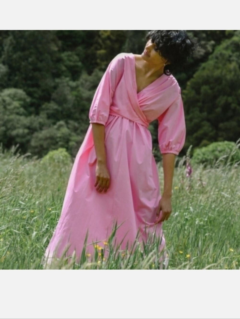 Pink Wrap-Style Midi Dress - Women's